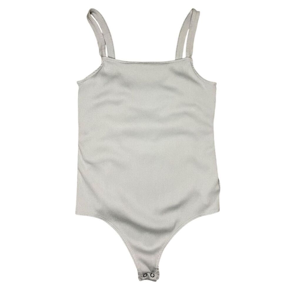 Express One Eleven Women’s Large Bodysuit Ribbed Light Blue Cage Back